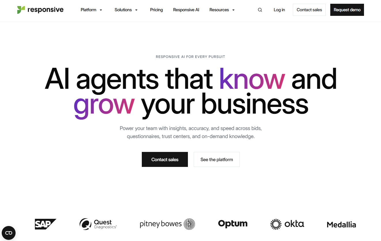Screenshot van de website RFPIO.com