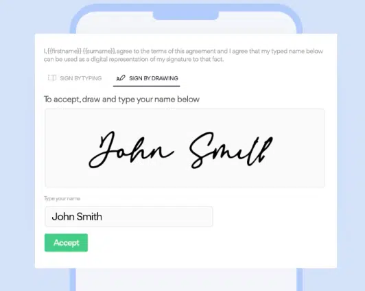 A screenshot of the document signing process within Better Proposals