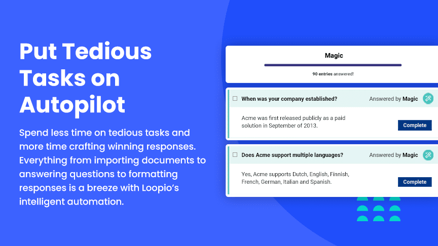 A screenshot of the tool that responds to customer inquiries automatically inside Loopio