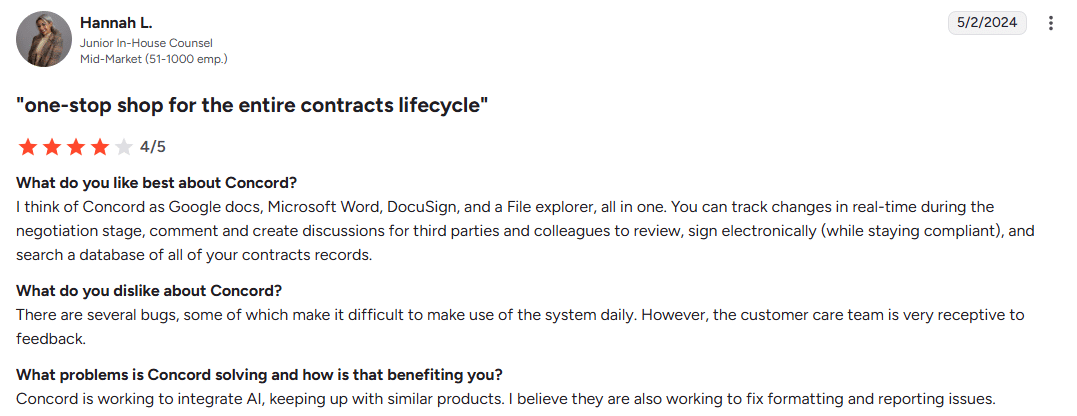 Concord customer review