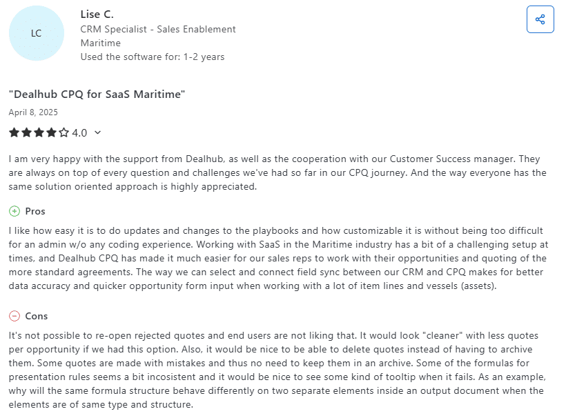 DealHub user opinion