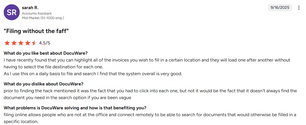 DocuWare user review