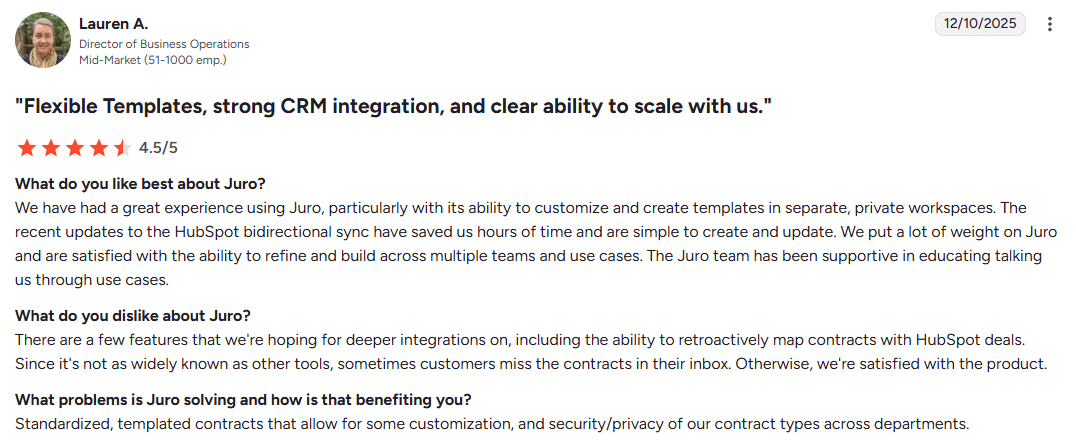 Juro customer opinion