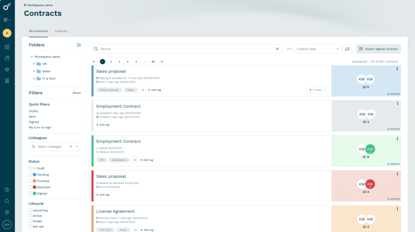 Oneflow contract renewal management software