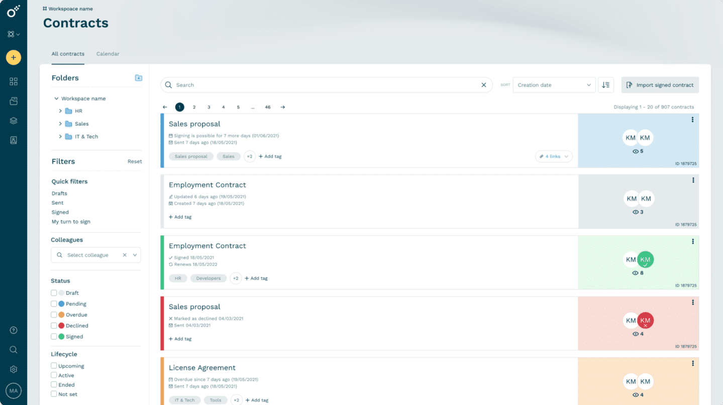Oneflow: digital contract repository management and more - manage contracts with pre- and post-sign features