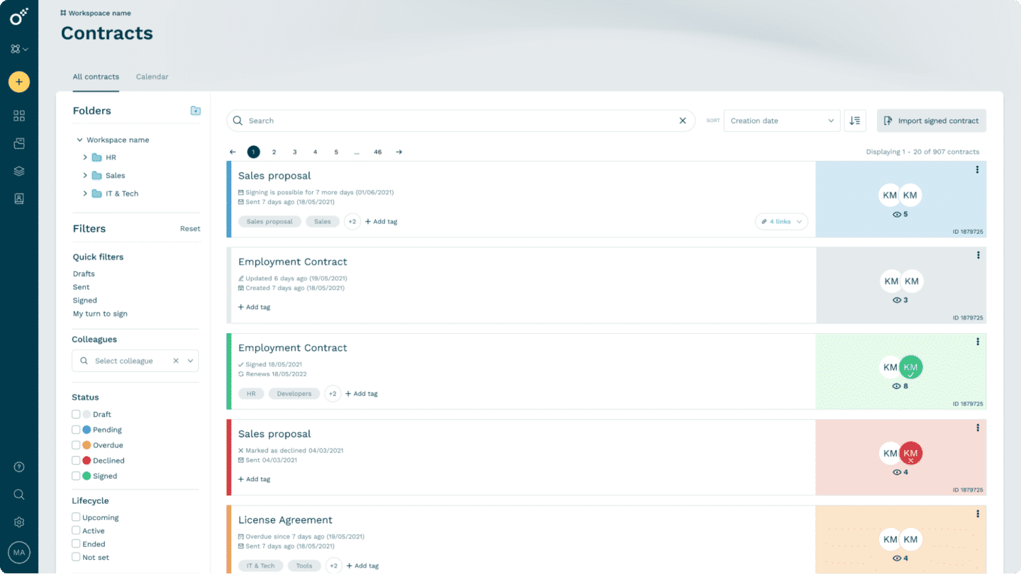 Oneflow document and contract workflow automation tool