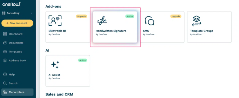 Oneflow enables contract creation and e-signing with different methods