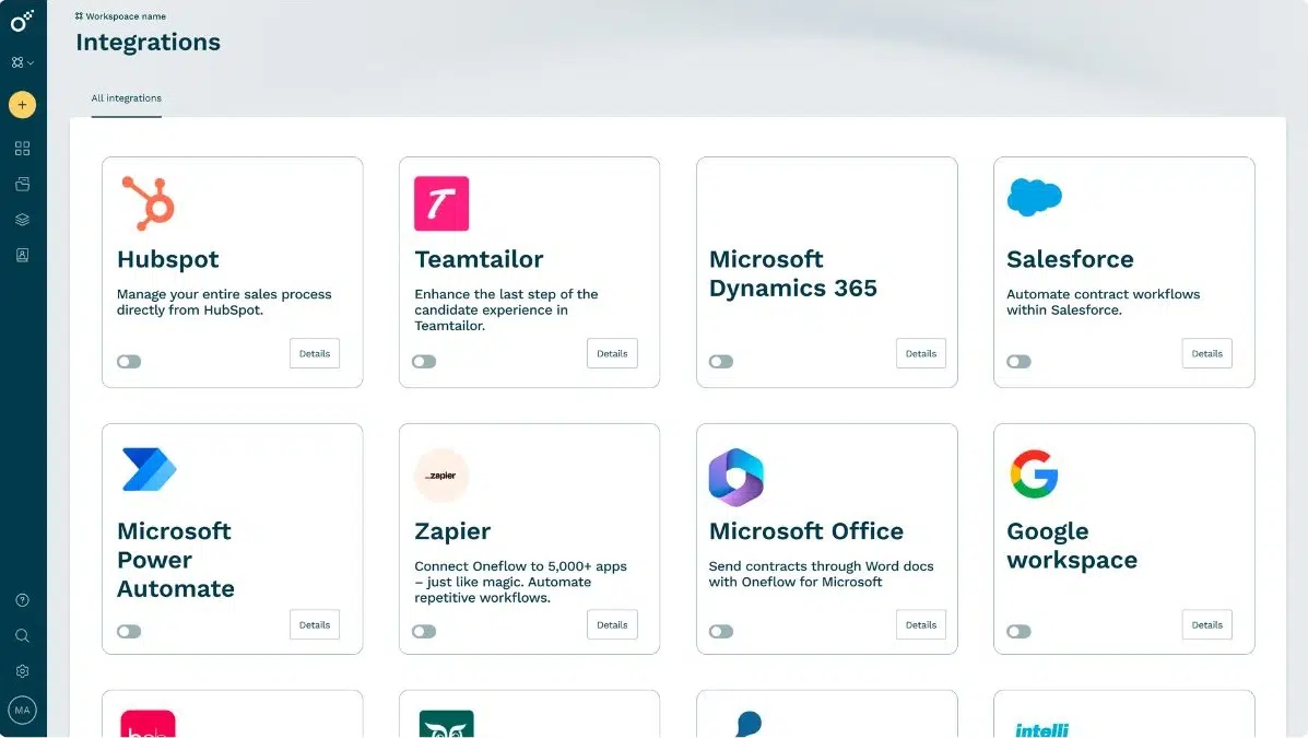 Oneflow native integrations options