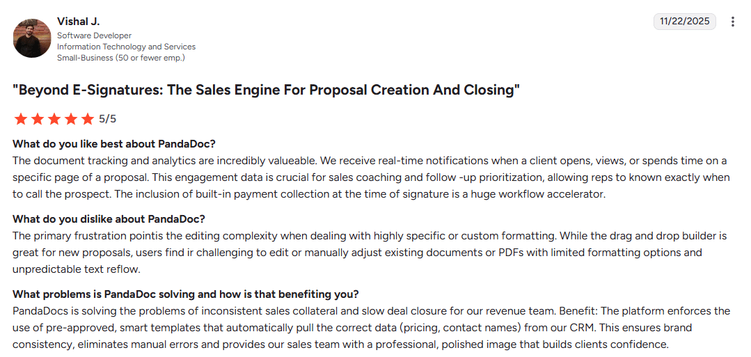 PandaDoc customer opinion