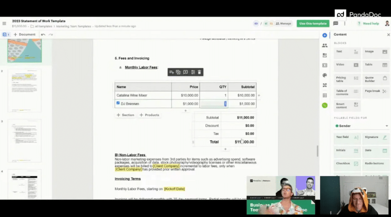 PandaDoc quote to cash automation helping with professional services automation