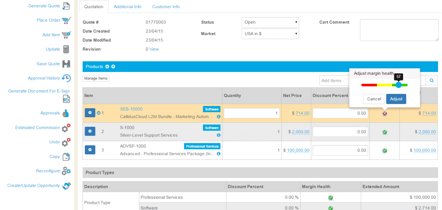 Quote-to-cash automation software: A screenshot of the SAP CPQ dashboard that helps streamline operations