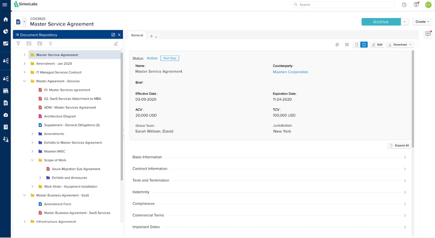 Sirion software for automating contract workflows