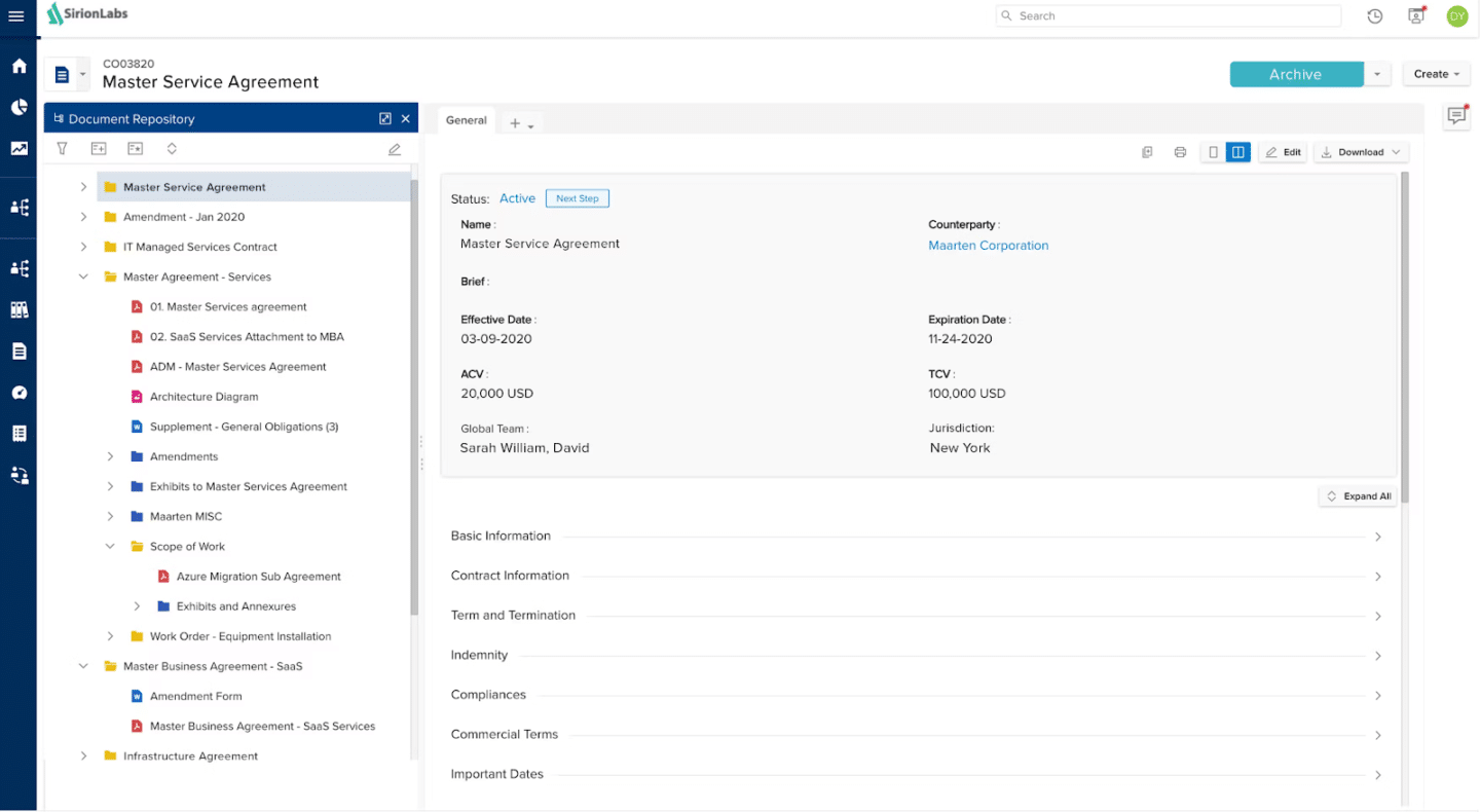 Sirion software for automating contract workflows