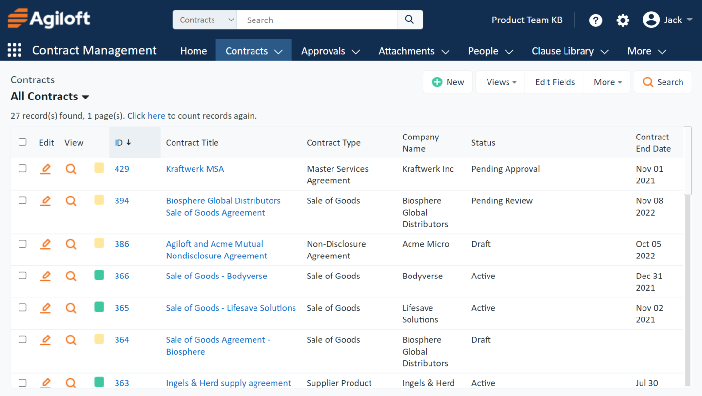 Agiloft software screenshot - tool that helps you improve your HR processes