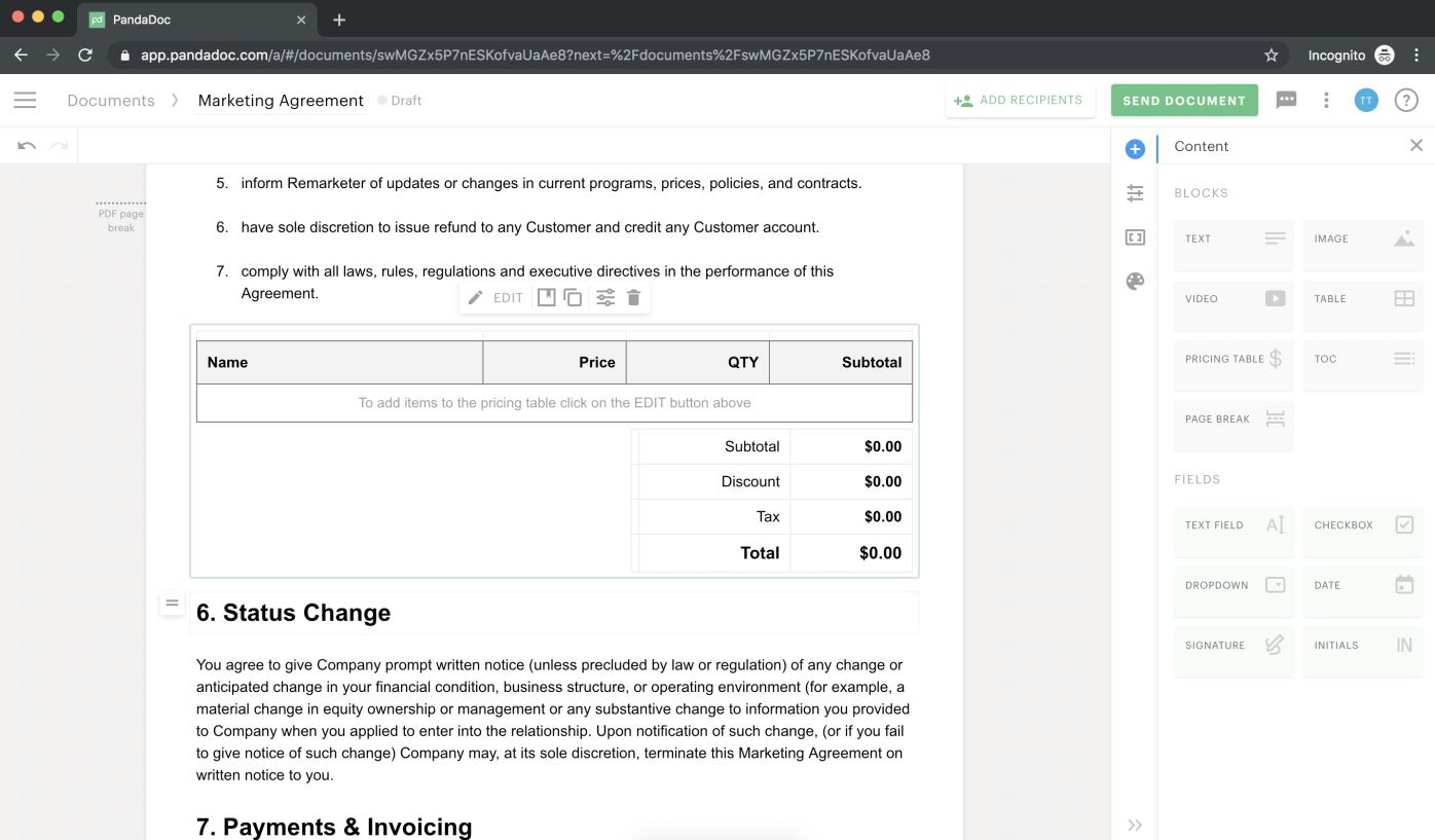 PandaDoc - digital capacities for contract management, reducing manual effort and boosting efficiency