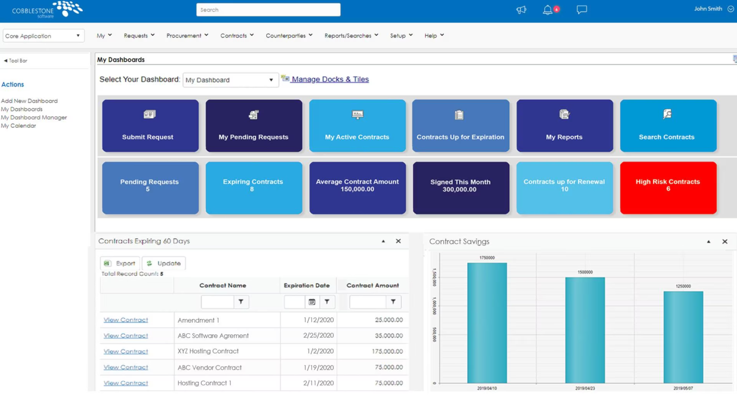 CobbleStone supports different stages of contract management with a centralized repository of detailed records