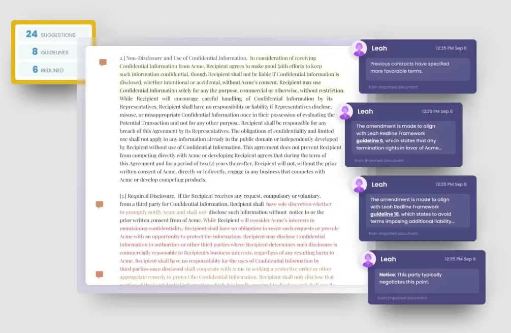 Leah (ContractPodAi) document management tool for in-house legal teams and other departments