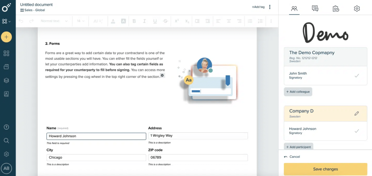 Oneflow sales contract management software integrates with key business tools handling complex workflows