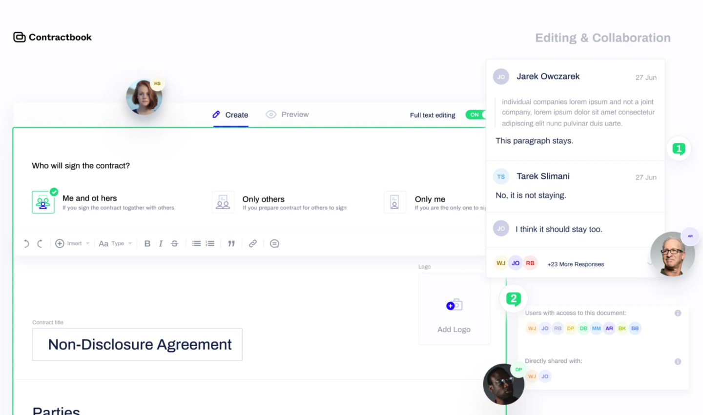 Contractbook is a good fit for medium sized businesses, simplifying document creation with contract templates