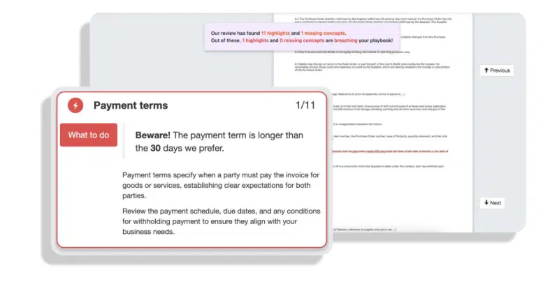 What is AI CLM? The complete guide to AI-powered contract lifecycle management 1 Oneflow AI CLM payment terms highlight and notification
