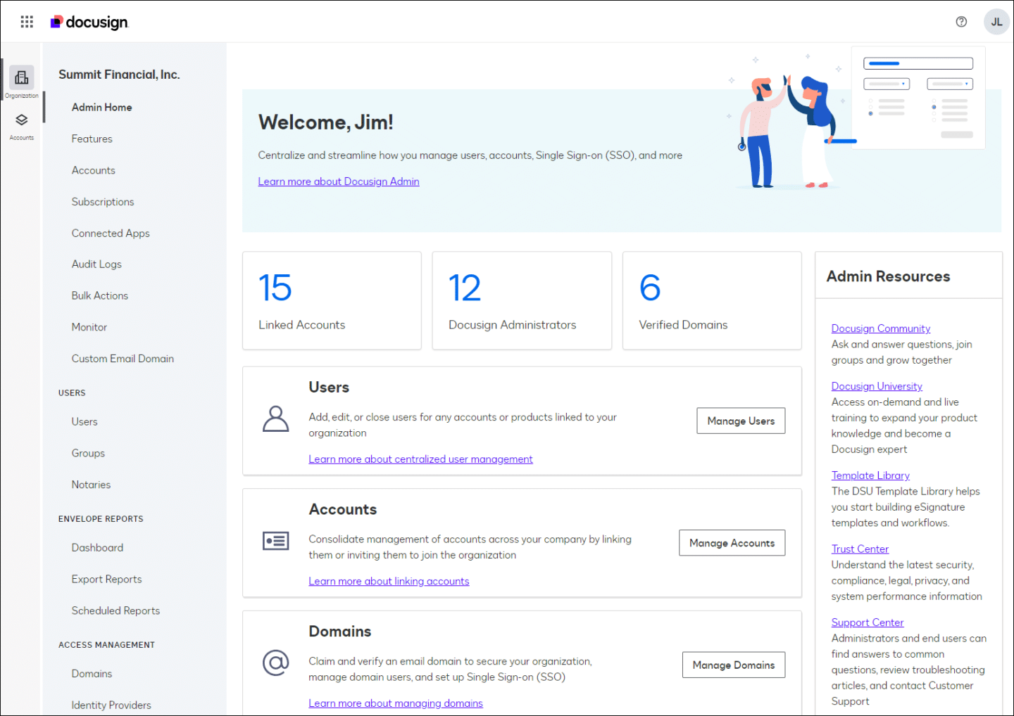 Docusign dashboard