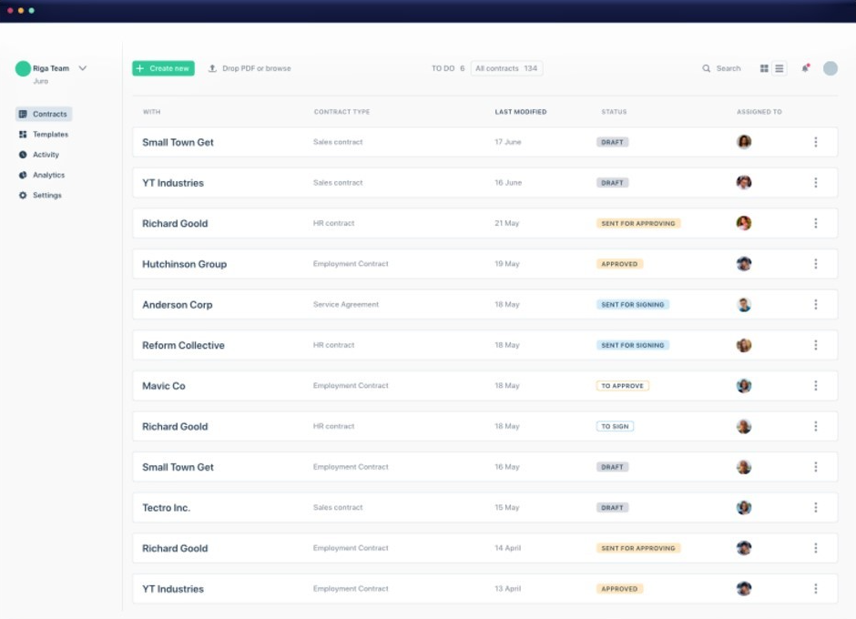 Juro contract management solution helps in-house legal teams and business users track contracts