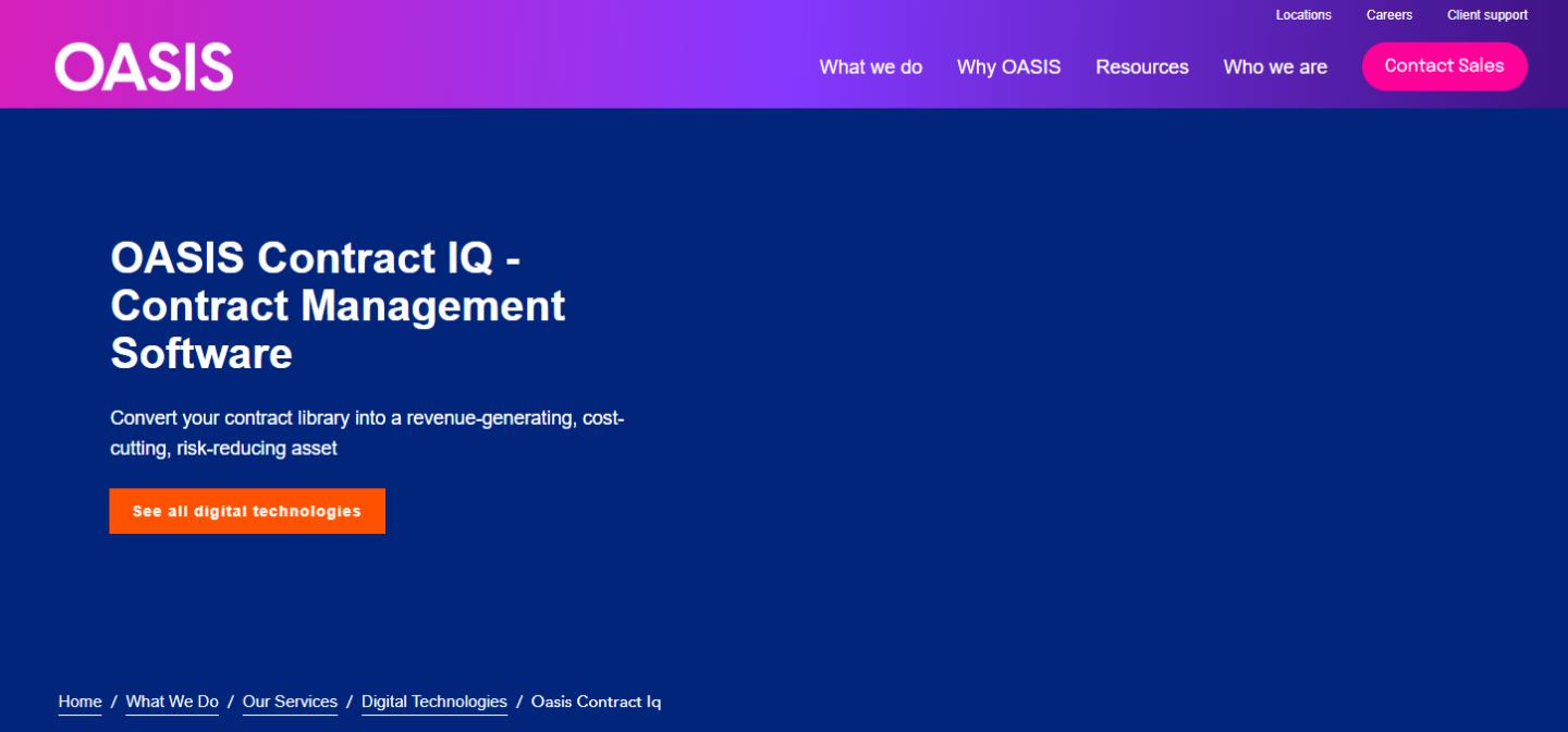 OASIS keeps contract information in a central location, streamlining sales processes and tracking