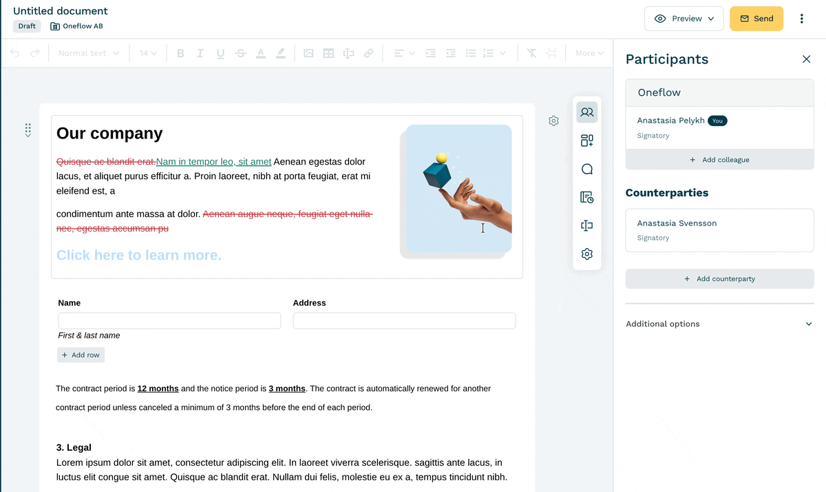 CRM contract management: How to connect customer data, contracts and revenue 2 Suggestions in the agreement lets contract managers track changes in the contract process