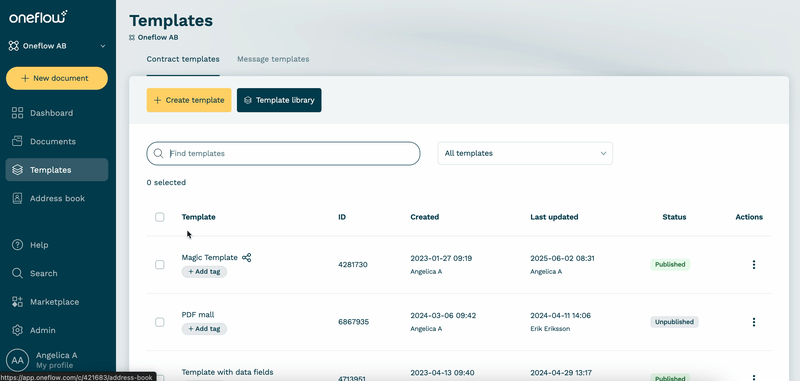 Oneflow template settings for electronic ID and qualified signature mode helping meet legal signature requirements (UK)