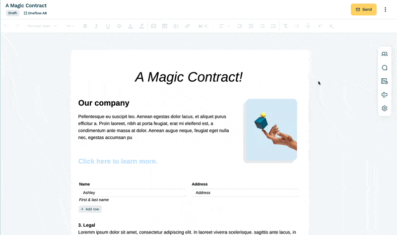 Contract management workflow stages and automation 2 Internal Approvals In Oneflow